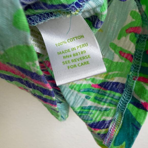 Lilly Pulitzer V Neck Shirt Womens Small Top Floral Cotton Multi Island Time * - Picture 9 of 10